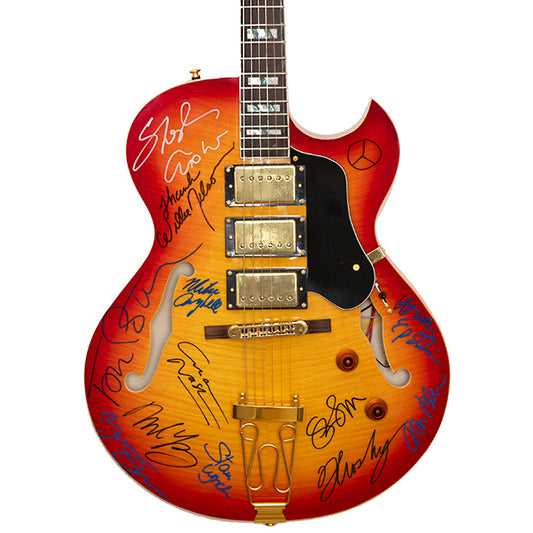 Crosby Stills Nash & Young – Tom Petty and the Heartbreakers – Sheryl Crow – Willie Nelson Band Tours Signed Dean Sunburst Electric Guitar - Zion Graphic Collectibles