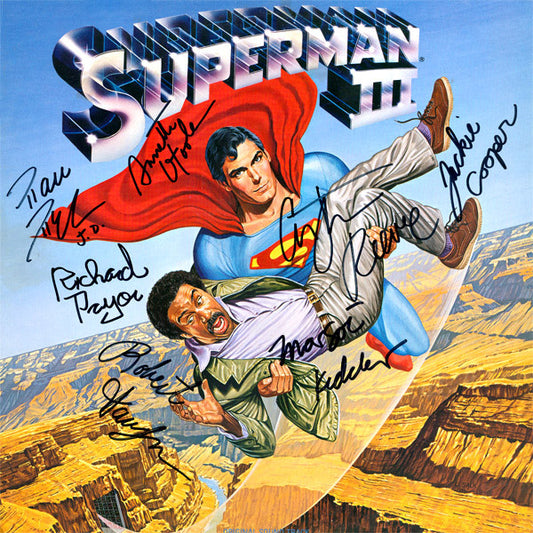 Superman III Cast Signed by 7 Movie Soundtrack - Zion Graphic Collectibles